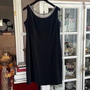 GILAR Black Evening Dress with Embellished Collar, 14